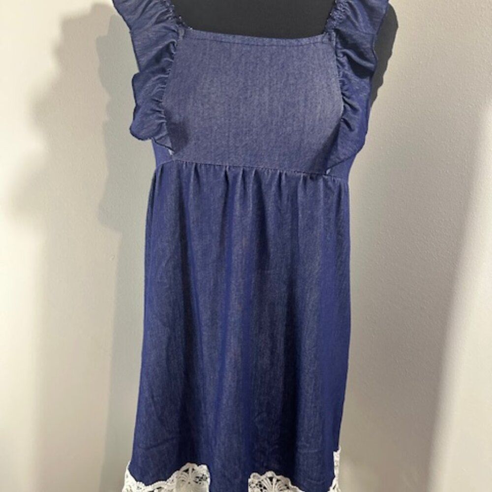 Denim & Lace Dress 8233 Size 12 girls